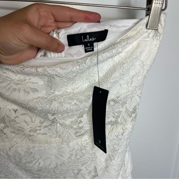NWT Lulus 'Til Sunrise White Lace Strapless Bodycon Mini Dress Size Small - Picture 5 of 8